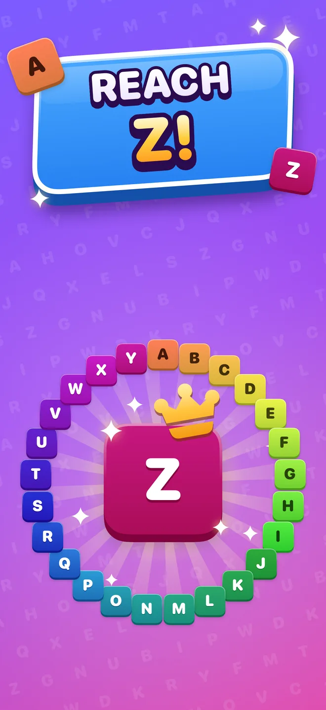 Reach Z: every letter from A to Y around a crowned Z