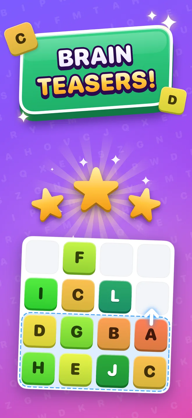 Brain teasers: a challenge board with three gold stars