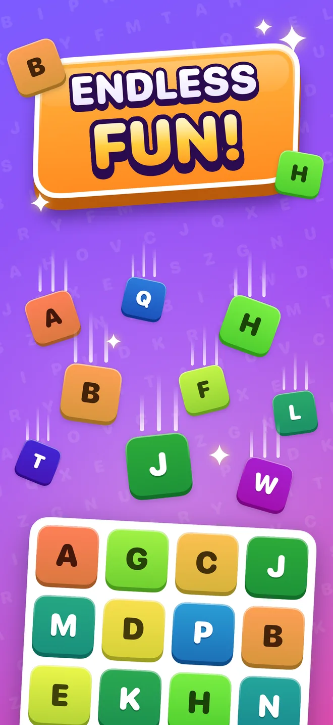 Endless fun: letters raining down onto the board